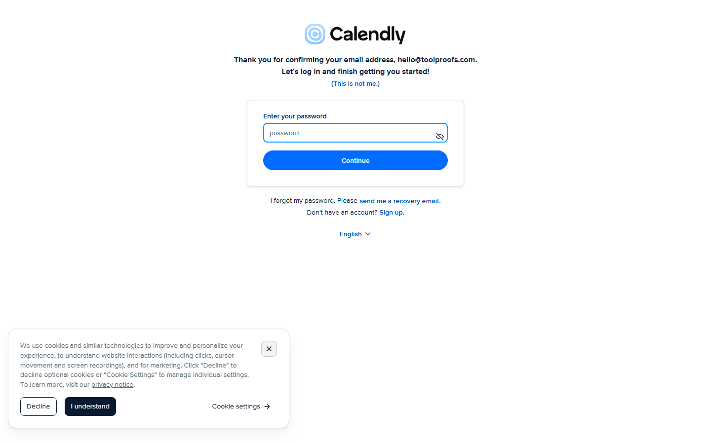 Signup confirmation email received